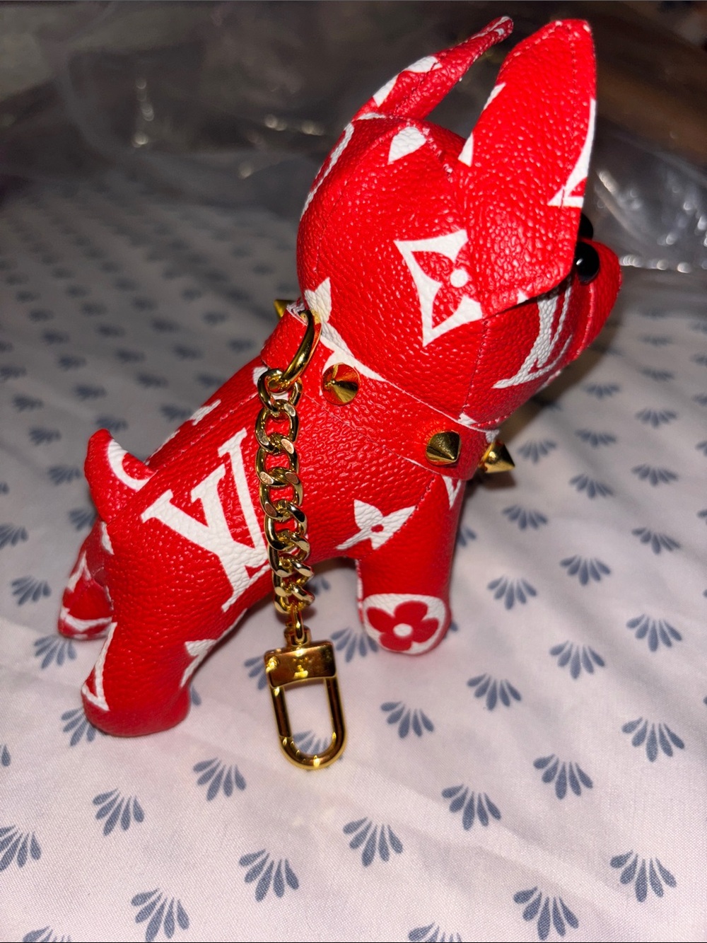 Brand New ? Red  Monogram Dog Keychain Charm - Picture 5 of 5